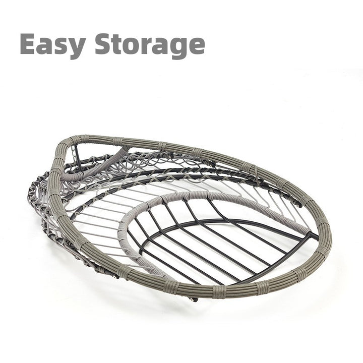 Wicker Rattan Patio Basket Hanging Chair with Stand for Indoor and Outdoor Use