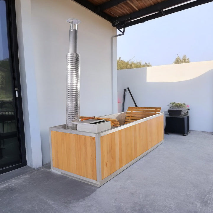 Holalifes 2 Person Outdoor Red Cedar Wood Fired Hot  Bath Tub