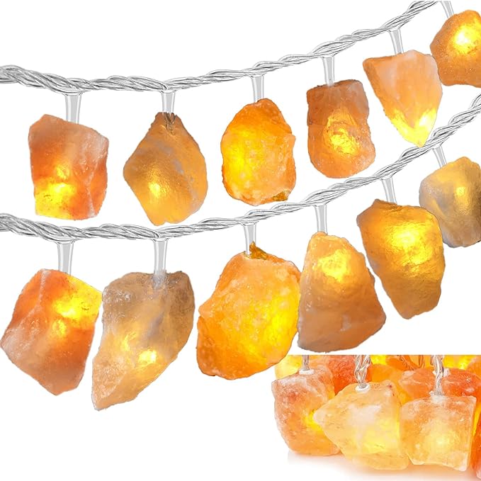 Himalayan Salt Light USB String Light 20 Bulbs for Sauna, Bedroom Decoration