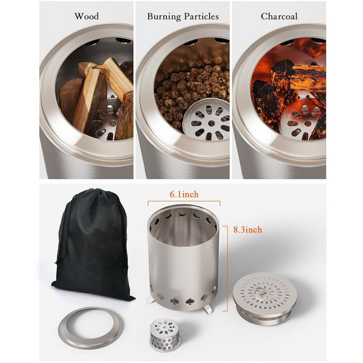 Holalifes Outdoor tabletop fire pit with stand fueled by wood pellets or wood