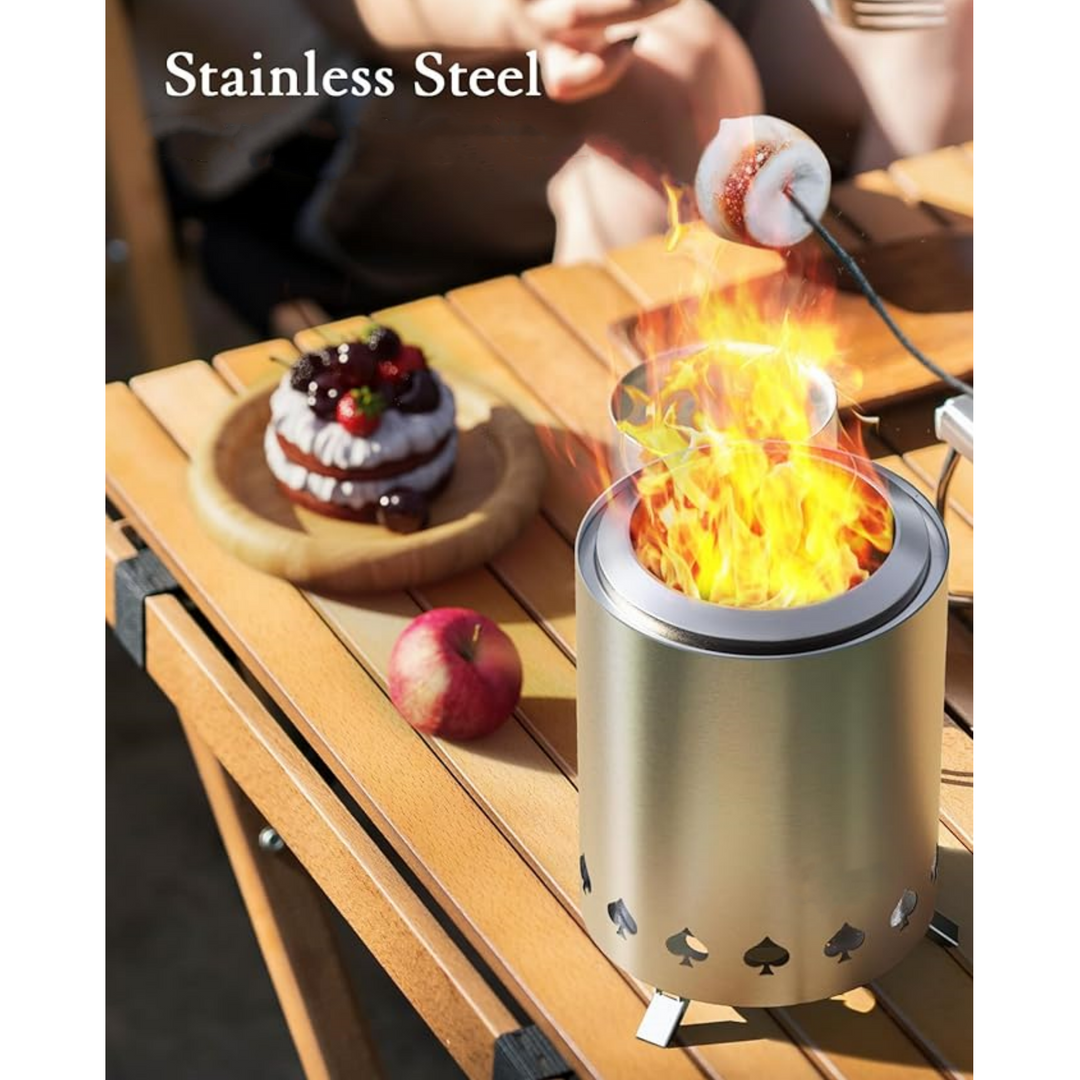 Holalifes Outdoor tabletop fire pit with stand fueled by wood pellets or wood
