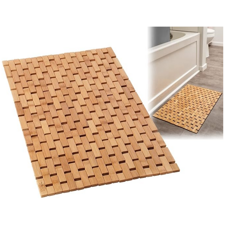 Holalifes Bamboo Bath Mat or Rug Made of Natural Bamboo for Bathroom Shower and Sauna