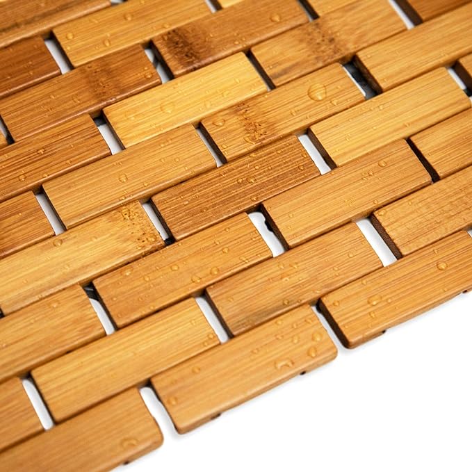 Holalifes Bamboo Bath Mat or Rug Made of Natural Bamboo for Bathroom Shower and Sauna