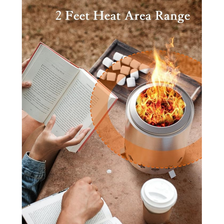 Holalifes Outdoor tabletop fire pit with stand fueled by wood pellets or wood