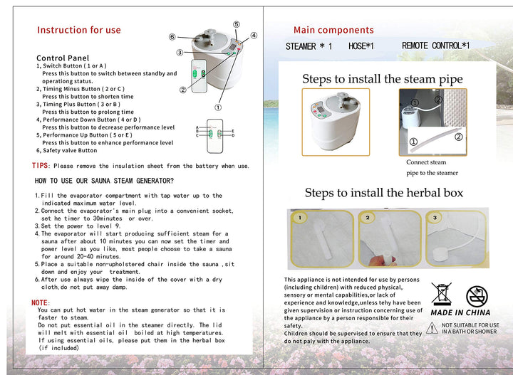 Holalifes 2L Sauna Steamer Portable Pot 110V US Plug PA003