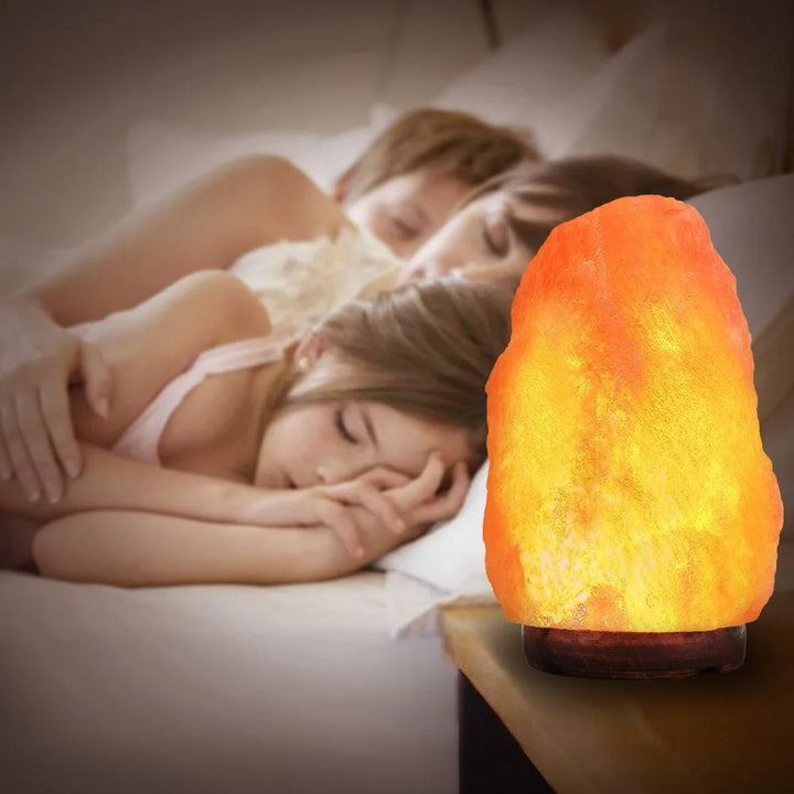 Himalayan Glow Salt Lamp with Dimmer Switch and Handcrafted Wooden Base