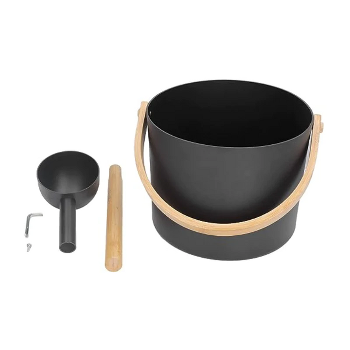 Retro Aluminum Sauna Bucket Barrel with Laddle Scoop Kit WA002