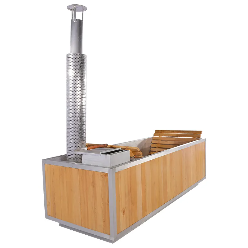 Holalifes 2 Person Outdoor Red Cedar Wood Fired Hot  Bath Tub