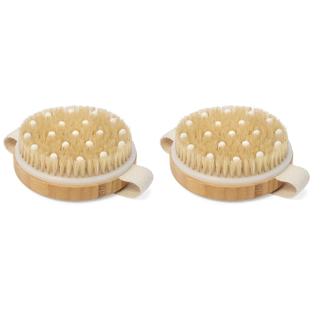 Solid wood frame and boar bristle exfoliating brush for skin beautification