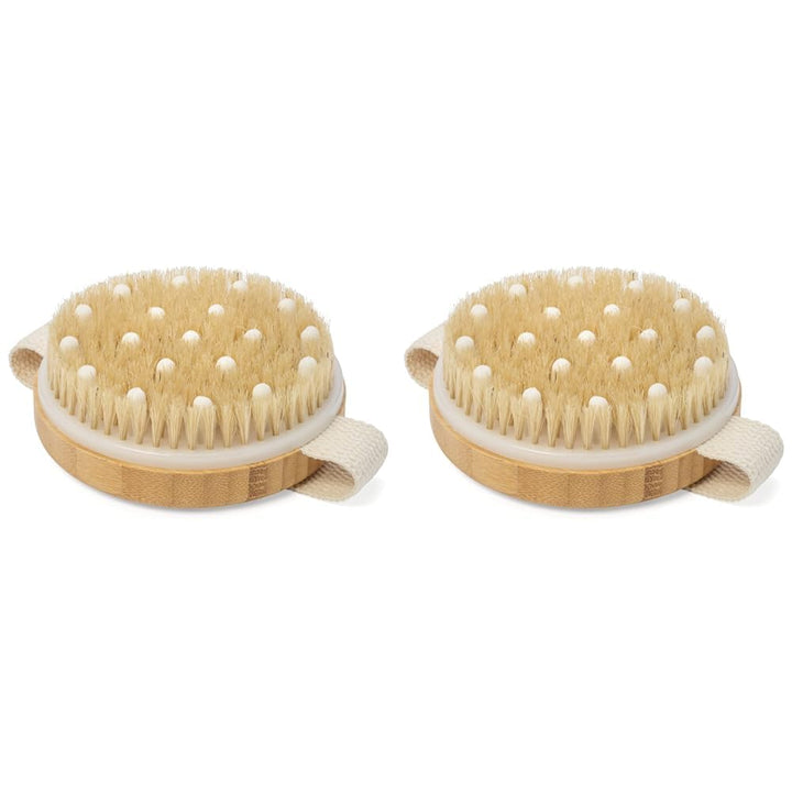 Solid wood frame and boar bristle exfoliating brush for skin beautification