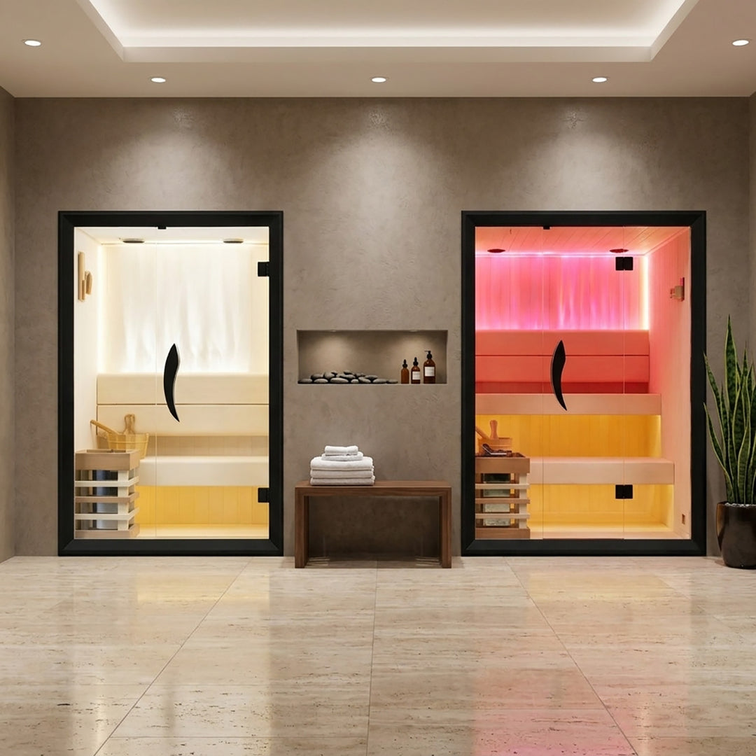 Tero 1-4 Person Steam Sauna for Home Use | Traditional Sauna with WiFi , Harvia, Lighting, Himalayan Salt Panels (Illuminated) | HolaLifes