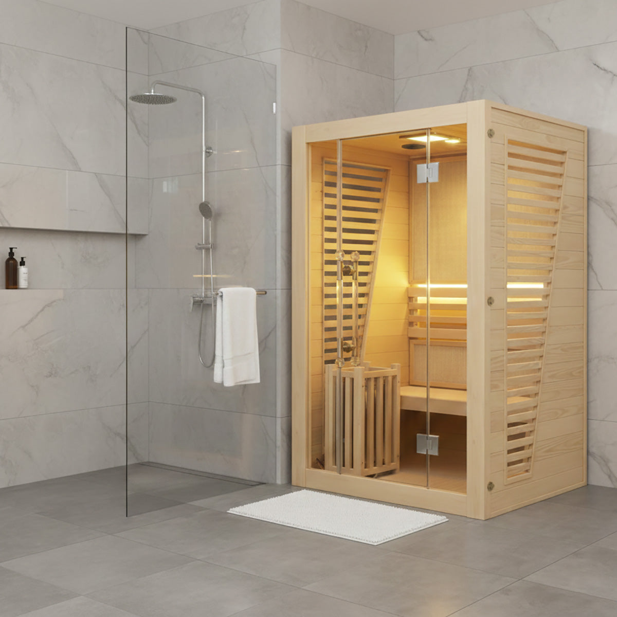 Aero Indoor Traditional Steam Sauna 1 Person | Dry Wet Sauna with 7-Color Physiotherapy Light | HolaLifes