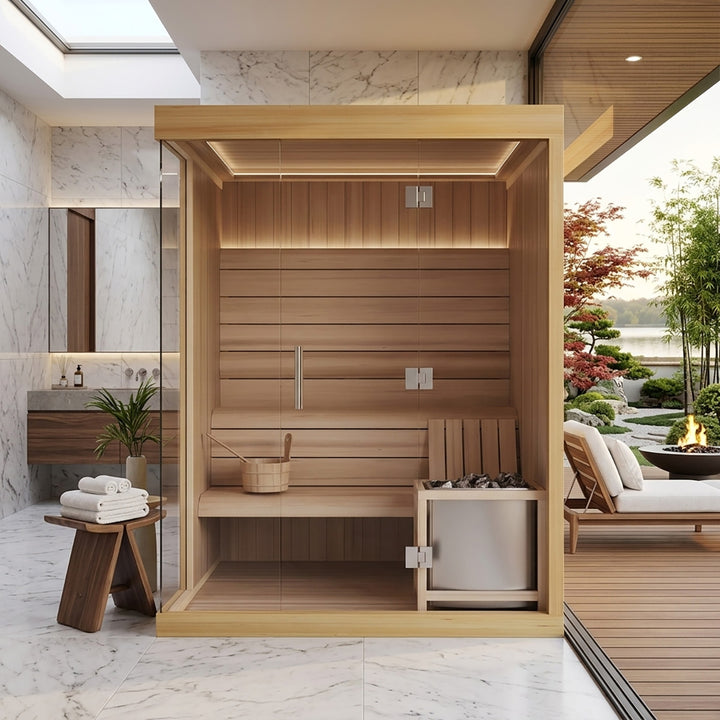 Nivo 3-4 Person Indoor Sauna | Home Traditional Steam Sauna with WiFi, Lighting, Harvia Heater | HolaLifes