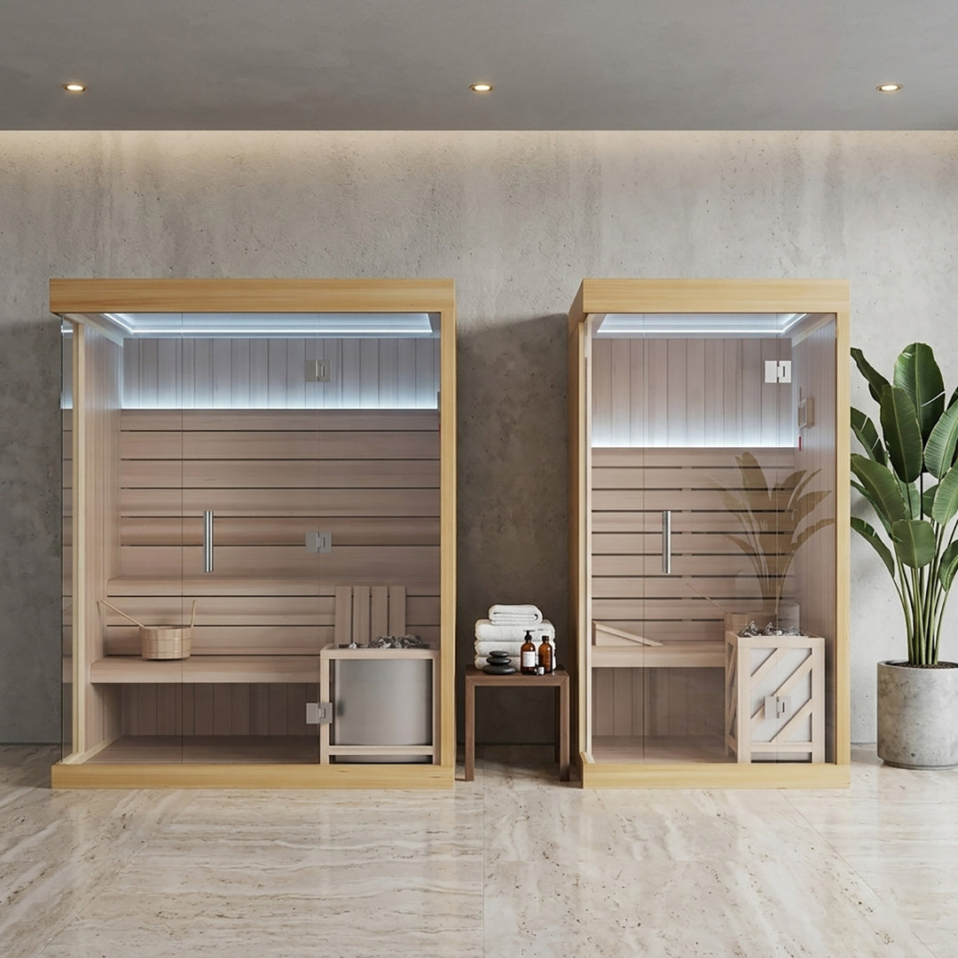 Nivo 2-4 Person Indoor Sauna | Home Traditional Steam Sauna with WiFi, Lighting, Harvia Heater | HolaLifes