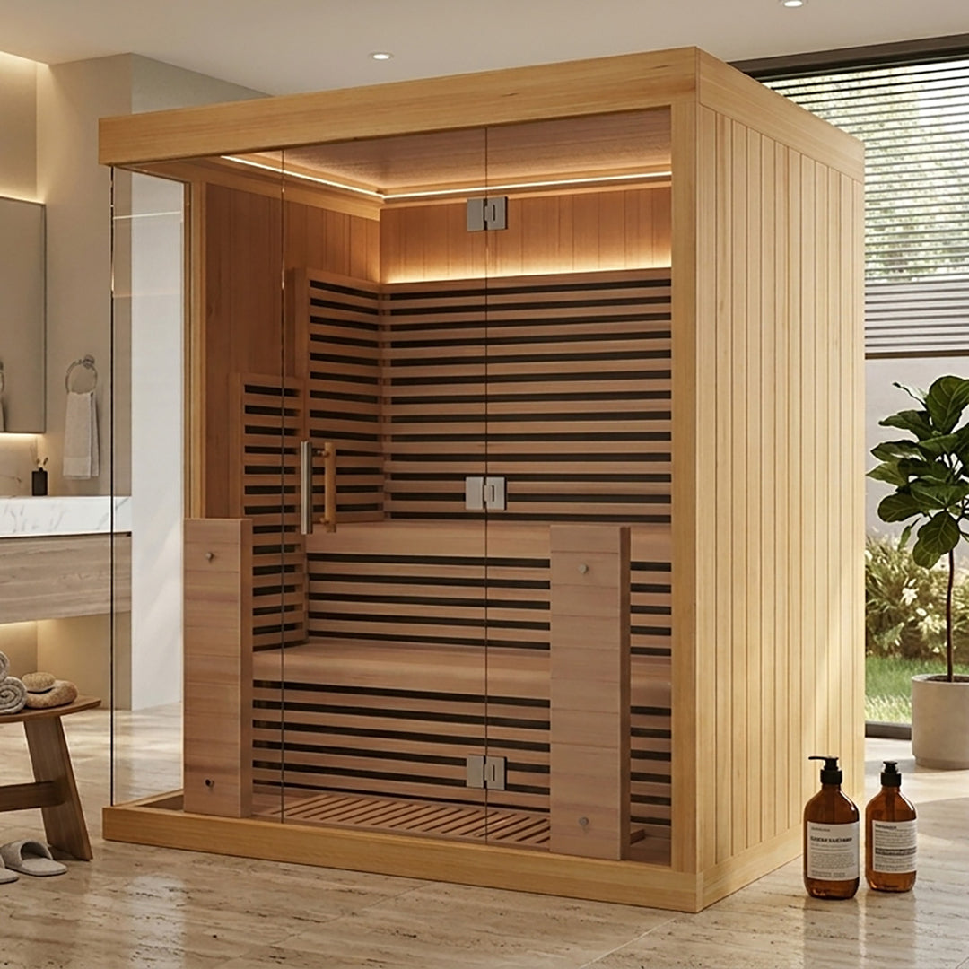 Nivo Indoor Far Infrared Sauna 2-4 Person | Full-Spectrum Infrared Sauna with 7-Color Chromotherapy Lighting System | HolaLifes