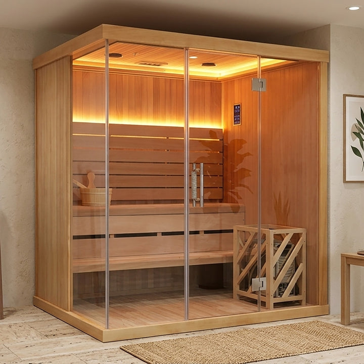 Nivo 1-2 Person Indoor Sauna | Home Traditional Steam Sauna with WiFi, Lighting, Harvia Heater | HolaLifes