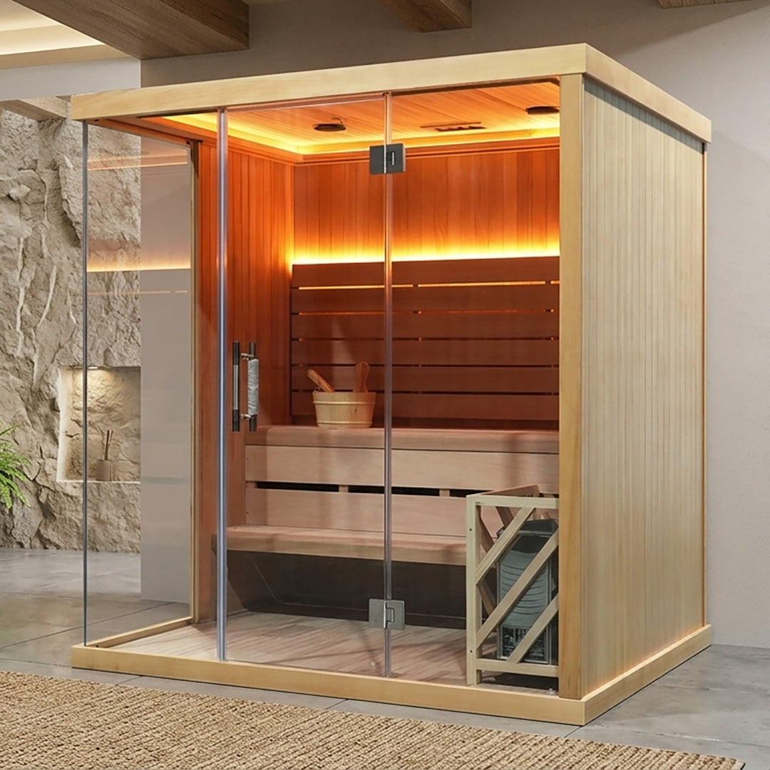Nivo 1-2 Person Indoor Sauna | Home Traditional Steam Sauna with WiFi, Lighting, Harvia Heater | HolaLifes