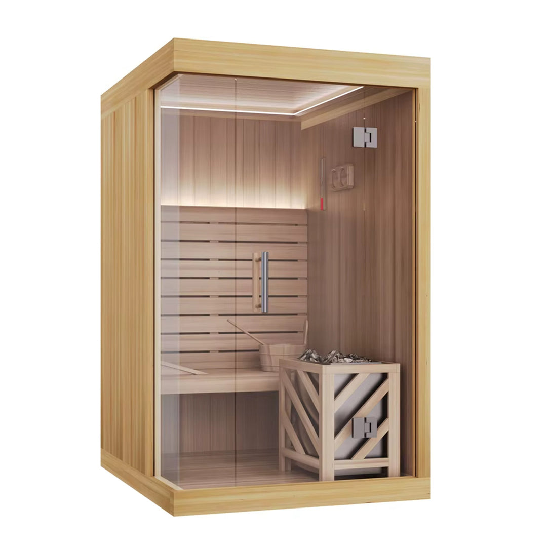 Nivo 1-2 Person Indoor Sauna | Home Traditional Steam Sauna with WiFi, Lighting, Harvia Heater | HolaLifes