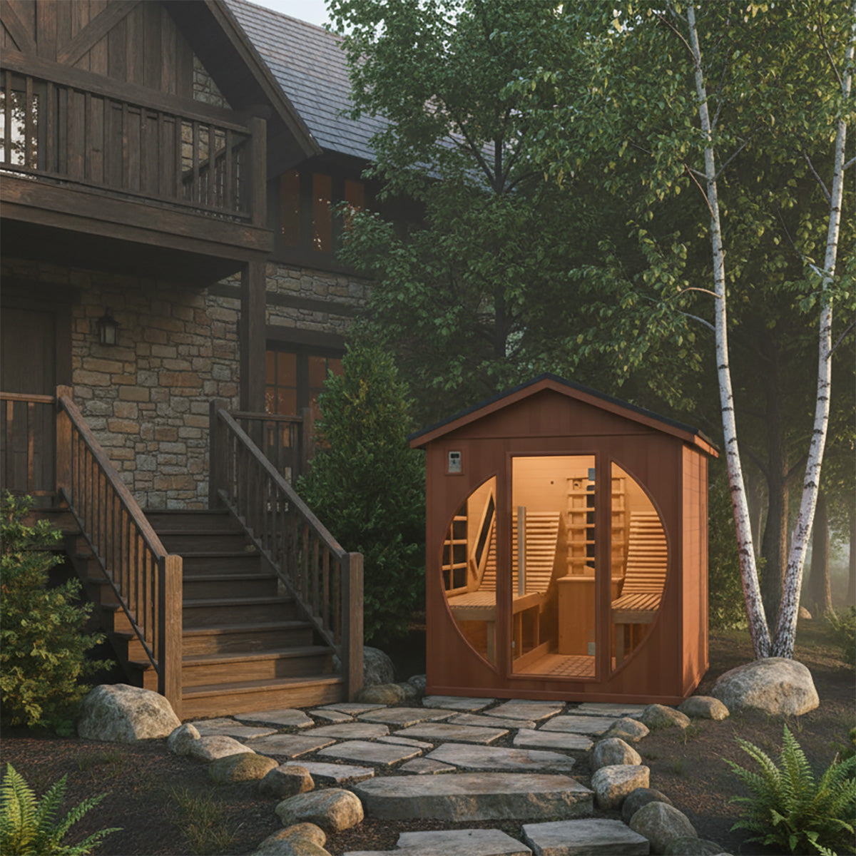 Mono 2 Person Outdoor Full Spectrum Infrared Sauna with Ergonomic Reclining Chairs | HolaLifes