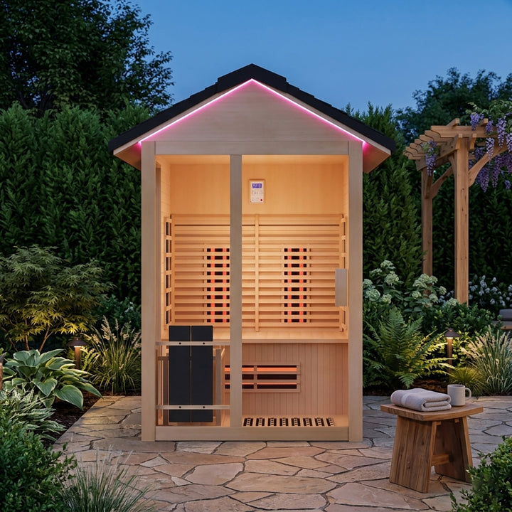 Velo Outdoor 2 Person Hybrid Sauna | Infrared and Steam Sauna with Optional Heater | HolaLifes