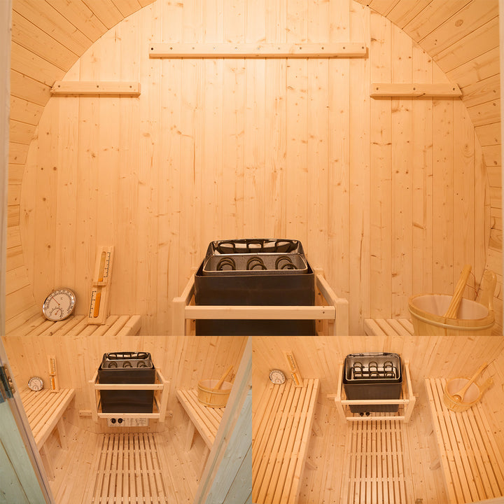 Interior Space Details of HolaLifes® Rovo 1-2 Person Outdoor Barrel Sauna