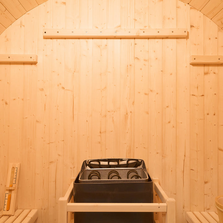 Interior Space Details of HolaLifes® Rovo 1-2 Person Outdoor Barrel Sauna