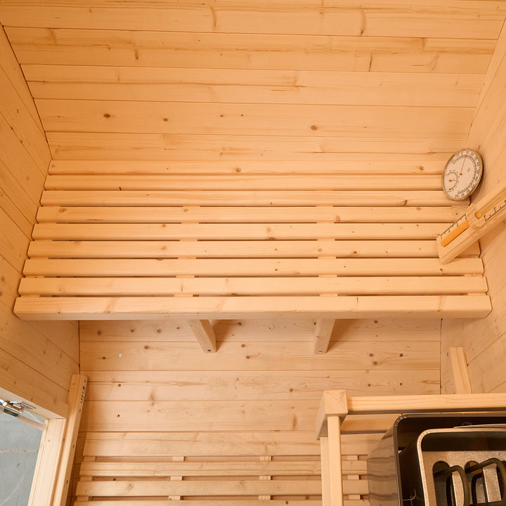 Solid Wood Bench of HolaLifes® Rovo 1-2 Person Outdoor Barrel Sauna