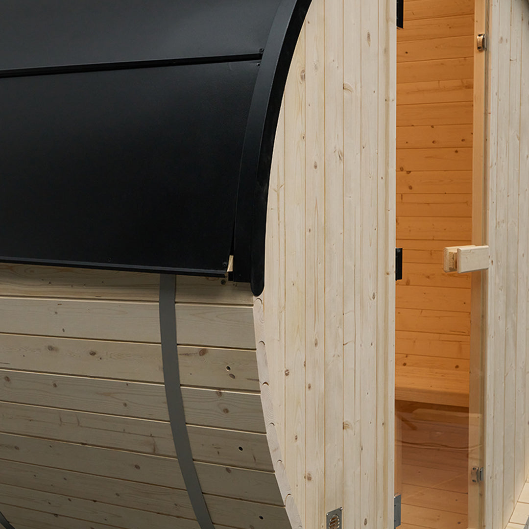 Side Detail of HolaLifes® Rovo 1-2 Person Outdoor Barrel Sauna