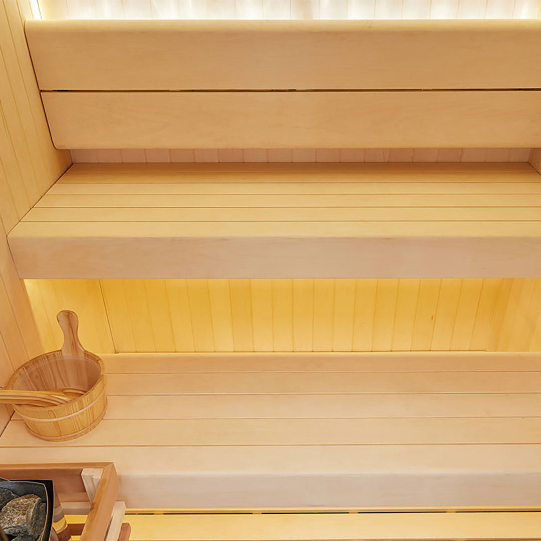 Solid Wood Bench of HolaLifes Tero 1-4 Person Home Traditional Steam Sauna