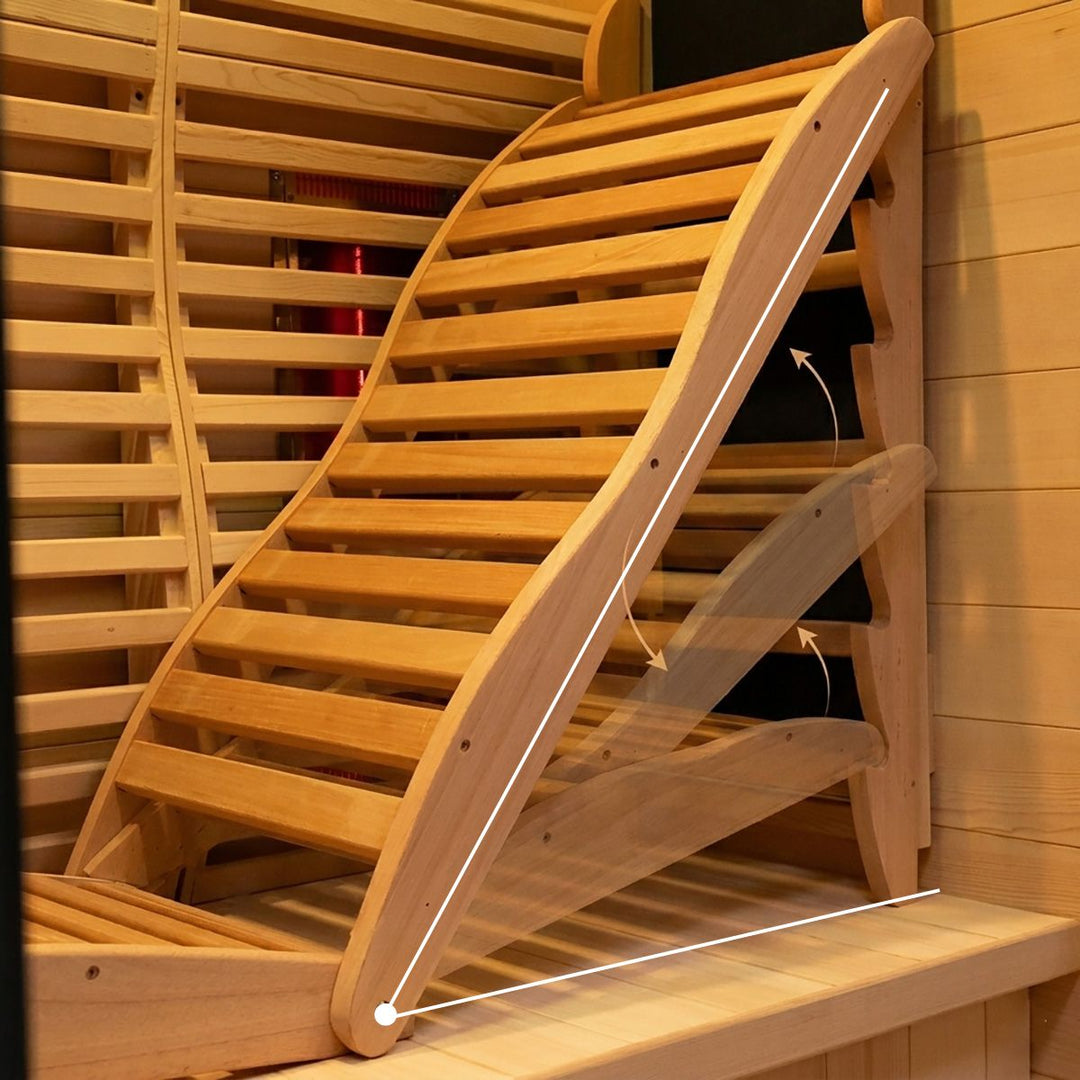 Adjustable Sauna Recliner Chair | Foldable Wooden Lounge Reclined with Ergonomic Backrest, Anti-Slip | Bench Recliner for Traditional Infrared Sauna | HolaLifes