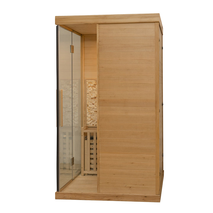 Zeno 1 Person Indoor Steam Sauna | Traditional Dry Sauna Kit with Luxury Jade Interior Decoration, WiFi Control, Harvia Heater, 7-Color Physiotherapy Light | HolaLifes