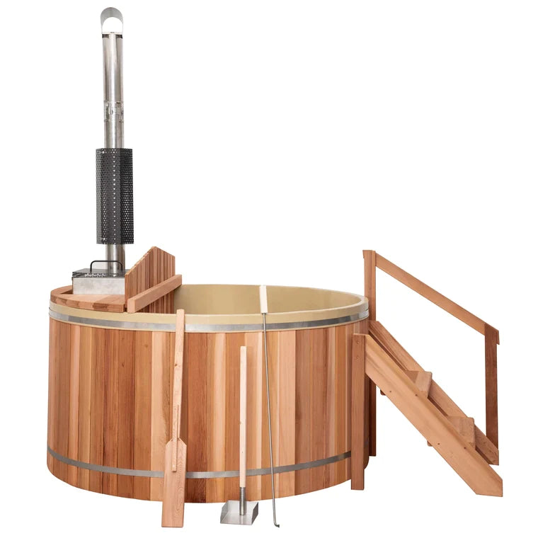 Holalifes Wood Fired Canadian Cedar Outdoor Hot Tub with Inner Heater